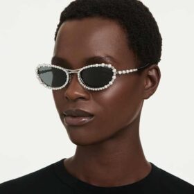 Sunglasses Oval Shape, 2 in 1 Clip-On, Sk7044, Silver Tone
