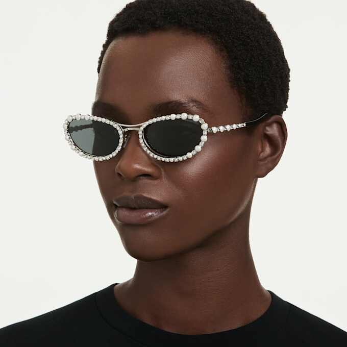 Sunglasses Oval Shape, 2 in 1 Clip-On, Sk7044, Silver Tone Sunglasses Oval Shape, 2 in 1 Clip-On, Sk7044, Silver Tone