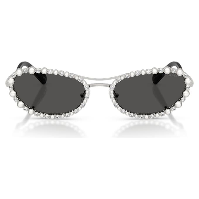 Sunglasses Oval Shape, 2 in 1 Clip-On, Sk7044, Silver Tone Sunglasses Oval Shape, 2 in 1 Clip-On, Sk7044, Silver Tone