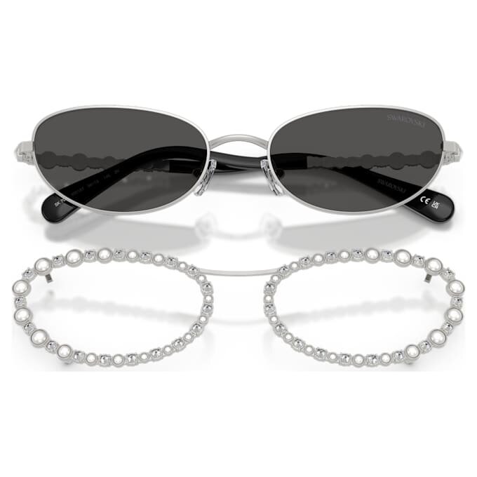 Sunglasses Oval Shape, 2 in 1 Clip-On, Sk7044, Silver Tone Sunglasses Oval Shape, 2 in 1 Clip-On, Sk7044, Silver Tone