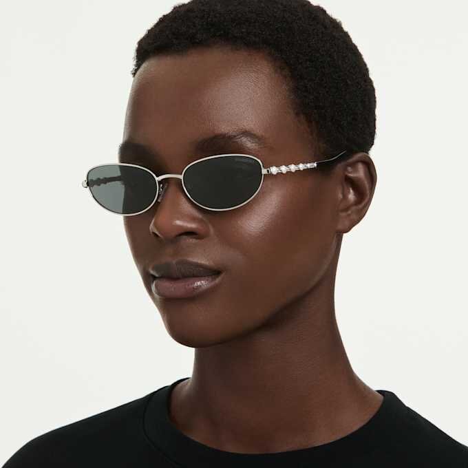 Sunglasses Oval Shape, 2 in 1 Clip-On, Sk7044, Silver Tone Sunglasses Oval Shape, 2 in 1 Clip-On, Sk7044, Silver Tone