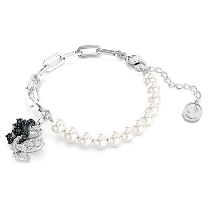 Swan Bracelet Crystal Pearl, Swan, Black, Mixed Metal Finish Swan Bracelet Crystal Pearl, Swan, Black, Mixed Metal Finish