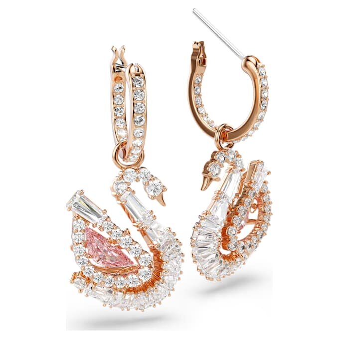 Swan Drop Earrings Pavé, Swan, Pink Swan Drop Earrings Pavé, Swan, Pink