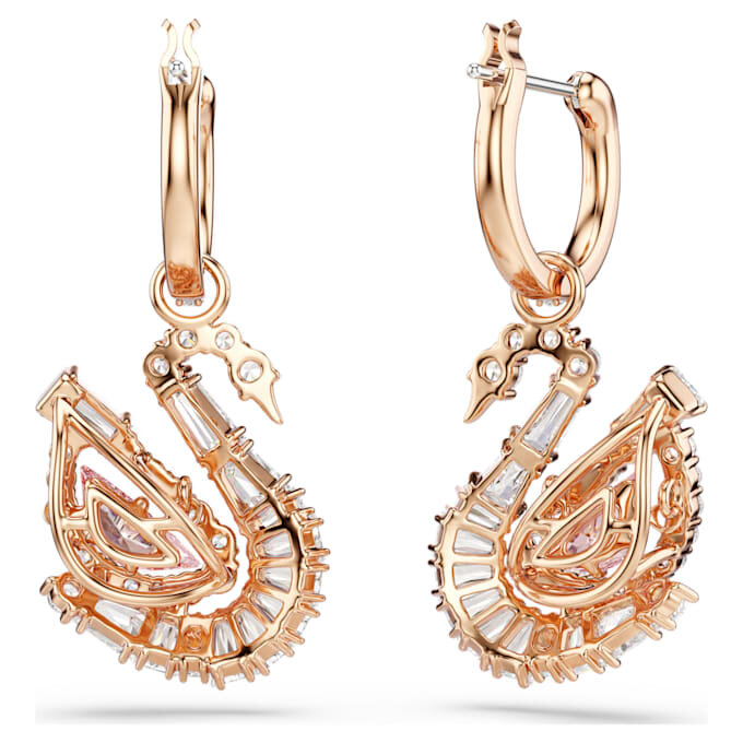Swan Drop Earrings Pavé, Swan, Pink Swan Drop Earrings Pavé, Swan, Pink