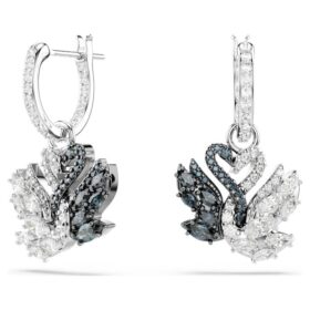 Swan Drop Earrings Swan, Black, Mixed Metal Finish Swan Drop Earrings Swan, Black, Mixed Metal Finish