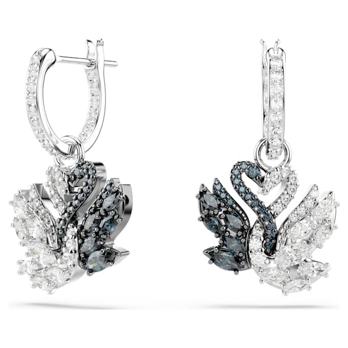Swan Drop Earrings Swan, Black, Mixed Metal Finish Swan Drop Earrings Swan, Black, Mixed Metal Finish