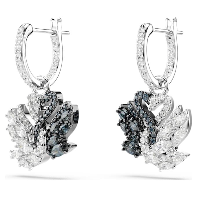 Swan Drop Earrings Swan, Black, Mixed Metal Finish Swan Drop Earrings Swan, Black, Mixed Metal Finish