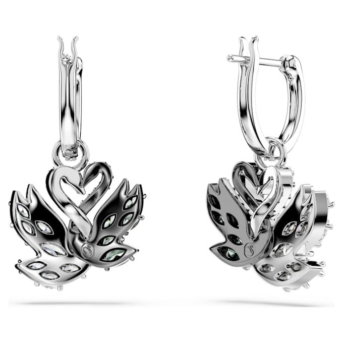 Swan Drop Earrings Swan, Black, Mixed Metal Finish Swan Drop Earrings Swan, Black, Mixed Metal Finish