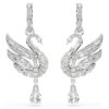 Swan Earrings Swan, White, Rhodium Plated Swan Earrings Swan, White, Rhodium Plated
