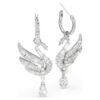 Swan Earrings Swan, White, Rhodium Plated Swan Earrings Swan, White, Rhodium Plated