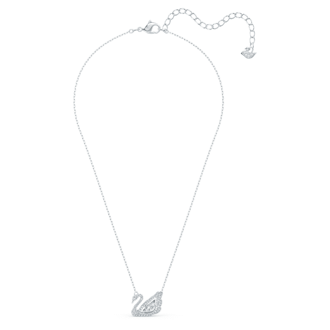 Swan Necklace Dancing Swan, White, Rhodium Plated Swan Necklace Dancing Swan, White, Rhodium Plated