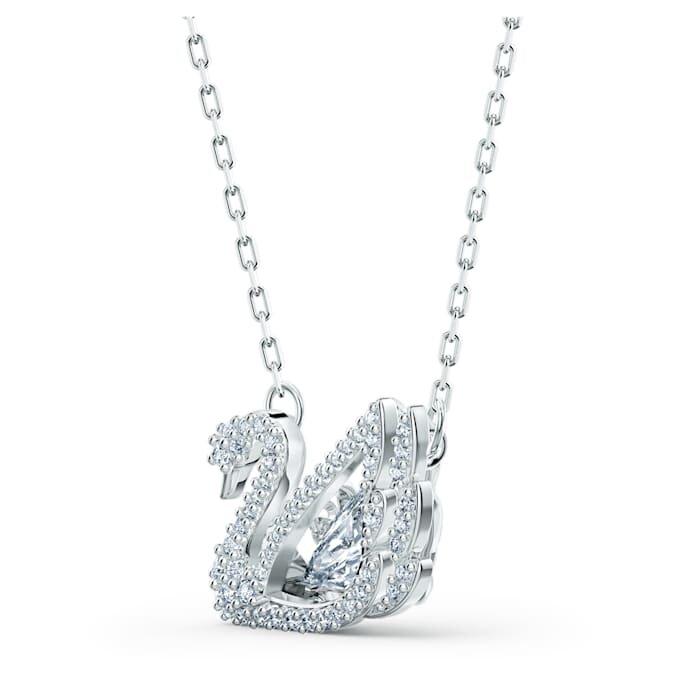 Swan Necklace Dancing Swan, White, Rhodium Plated Swan Necklace Dancing Swan, White, Rhodium Plated