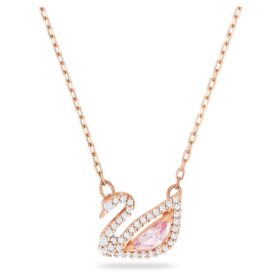 Swan Necklace Swan, Pink, Rose Gold-Tone Plated