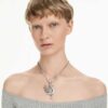 Swan Pendant and Brooch Swan, White, Ruthenium Plated Swan Pendant and Brooch Swan, White, Ruthenium Plated
