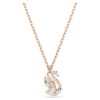 Swan Pendant Mixed Cuts, Swan, White, Rose Gold-Tone Plated Swan Pendant Mixed Cuts, Swan, White, Rose Gold-Tone Plated
