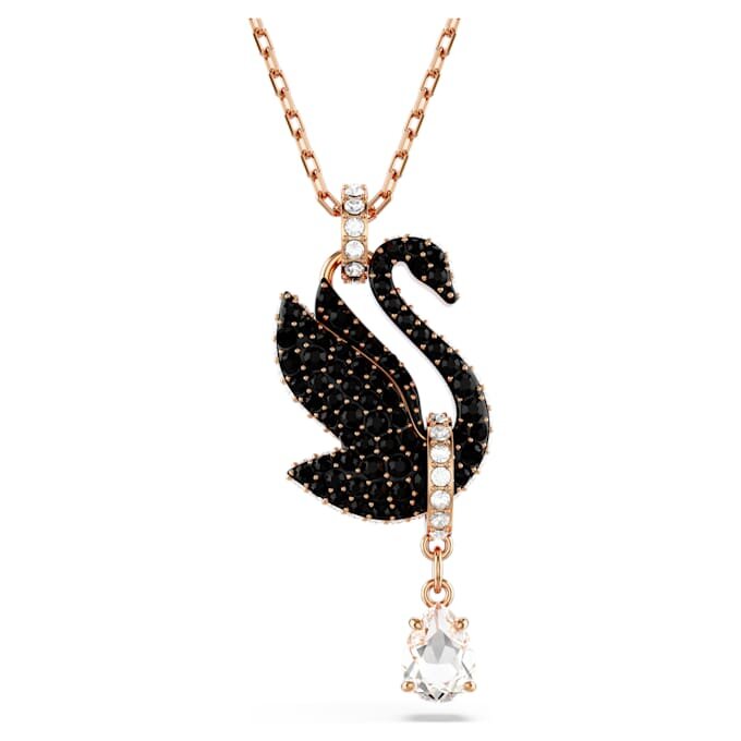 Swan Pendant Swan, Black, Rose Gold-Tone Plated Swan Pendant Swan, Black, Rose Gold-Tone Plated
