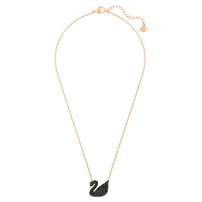 Swan Pendant Swan, Black, Rose Gold-Tone Plated Swan Pendant Swan, Black, Rose Gold-Tone Plated