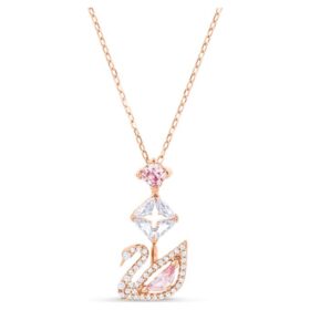 Swan Pendant Swan, Pink, Rose Gold-Tone Plated