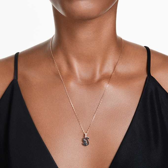 Swan Pendant Swan, Small, Black, Rose Gold-Tone Plated Swan Pendant Swan, Small, Black, Rose Gold-Tone Plated