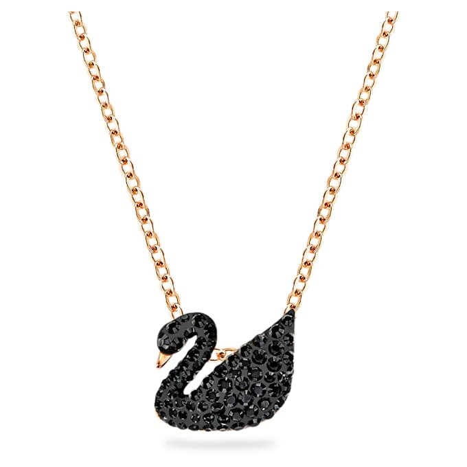 Swan Pendant Swan, Black, Rose Gold-Tone Plated Swan Pendant Swan, Black, Rose Gold-Tone Plated
