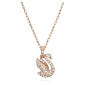Swan Pendant Swan, Small, White, Rose Gold-Tone Plated