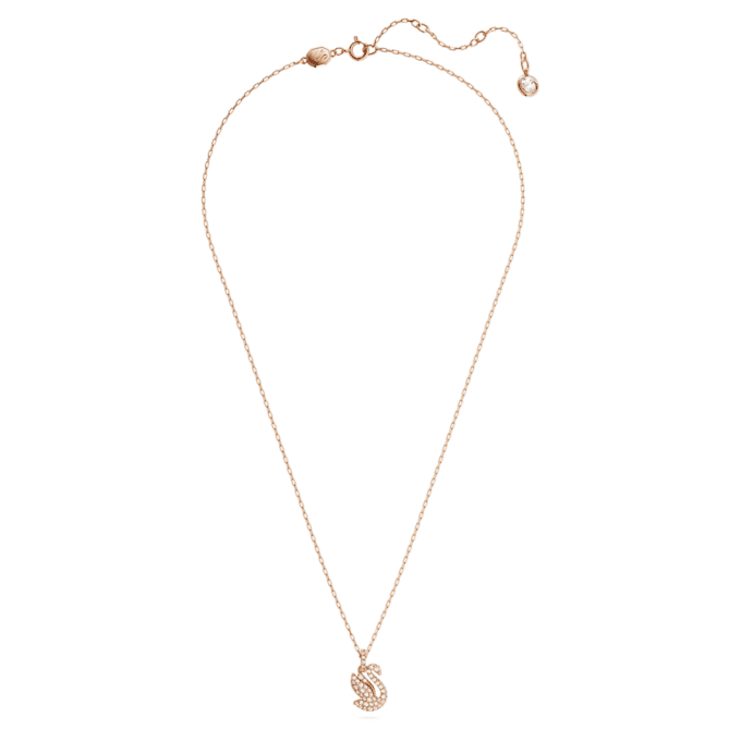 Swan Pendant Swan, Small, White, Rose Gold-Tone Plated Swan Pendant Swan, Small, White, Rose Gold-Tone Plated