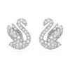 Swan Stud Earrings Swan, White, Rhodium Plated Swan Stud Earrings Swan, White, Rhodium Plated