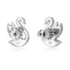 Swan Stud Earrings Swan, White, Rhodium Plated Swan Stud Earrings Swan, White, Rhodium Plated
