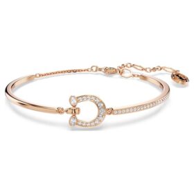 Symbolica Bangle Pavé, Horse Shoe, White, Rose Gold-Tone Plated