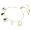 Symbolica Bracelet Crystal Pearl, Clover, Evil Eye and Horseshoe, Blue, Gold-Tone Plated Symbolica Bracelet Crystal Pearl, Clover, Evil Eye and Horseshoe, Blue, Gold-Tone Plated