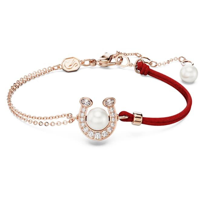Symbolica Bracelet Crystal Pearl, Pavé, Horse Shoe, White, Rose Gold-Tone Plated Symbolica Bracelet Crystal Pearl, Pavé, Horse Shoe, White, Rose Gold-Tone Plated