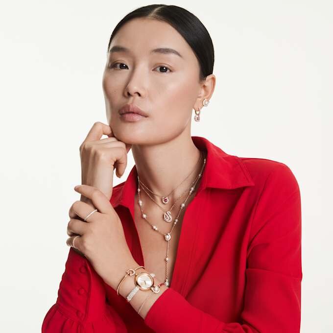 Symbolica Bracelet Crystal Pearl, Pavé, Horse Shoe, White, Rose Gold-Tone Plated Symbolica Bracelet Crystal Pearl, Pavé, Horse Shoe, White, Rose Gold-Tone Plated