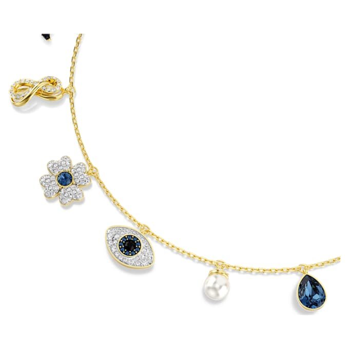Symbolica Choker Crystal Pearl, Moon, Infinity, Clover, Evil Eye and Horseshoe, Blue, Gold-Tone Plated Symbolica Choker Crystal Pearl, Moon, Infinity, Clover, Evil Eye and Horseshoe, Blue, Gold-Tone Plated