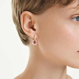Symbolica Drop Earrings Crystal Pearl, Round Cut, Pavé, Horse Shoe, Red, Rose Gold-Tone Plated Symbolica Drop Earrings Crystal Pearl, Round Cut, Pavé, Horse Shoe, Red, Rose Gold-Tone Plated