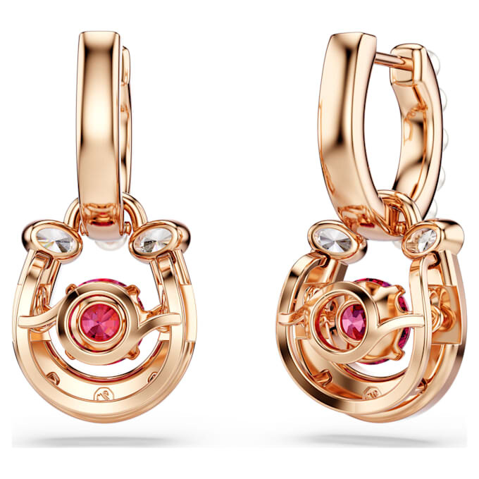Symbolica Drop Earrings Crystal Pearl, Round Cut, Pavé, Horse Shoe, Red, Rose Gold-Tone Plated Symbolica Drop Earrings Crystal Pearl, Round Cut, Pavé, Horse Shoe, Red, Rose Gold-Tone Plated