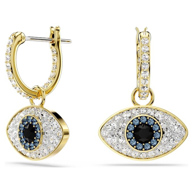Symbolica Drop Earrings Evil Eye, Blue, Gold-Tone Plated Symbolica Drop Earrings Evil Eye, Blue, Gold-Tone Plated