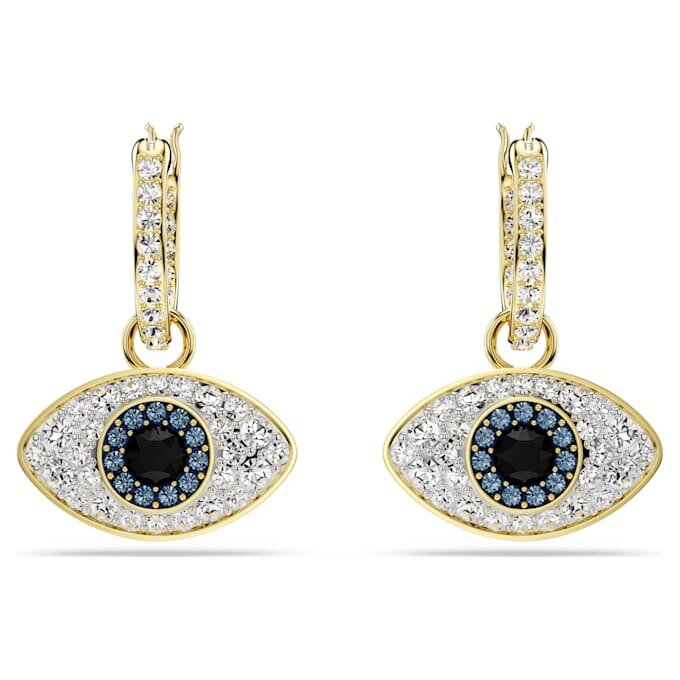 Symbolica Drop Earrings Evil Eye, Blue, Gold-Tone Plated Symbolica Drop Earrings Evil Eye, Blue, Gold-Tone Plated