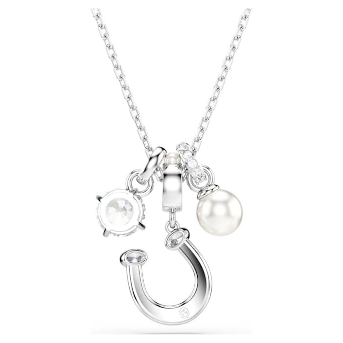 Symbolica Pendant Crystal Pearl, Round Cut, Pavé, Horse Shoe, White, Rhodium Plated Symbolica Pendant Crystal Pearl, Round Cut, Pavé, Horse Shoe, White, Rhodium Plated