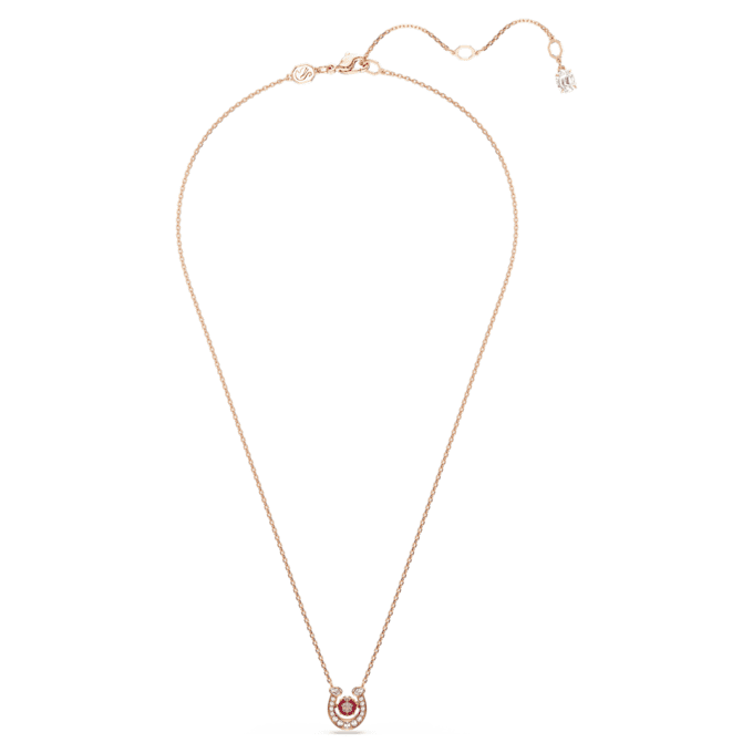 Symbolica Pendant Round Cut, Pavé, Horse Shoe, Red, Rose Gold-Tone Plated Symbolica Pendant Round Cut, Pavé, Horse Shoe, Red, Rose Gold-Tone Plated