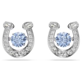 Symbolica Stud Earrings Round Cut, Pavé, Horse Shoe, Blue, Rhodium Plated Symbolica Stud Earrings Round Cut, Pavé, Horse Shoe, Blue, Rhodium Plated