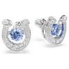 Symbolica Stud Earrings Round Cut, Pavé, Horse Shoe, Blue, Rhodium Plated Symbolica Stud Earrings Round Cut, Pavé, Horse Shoe, Blue, Rhodium Plated