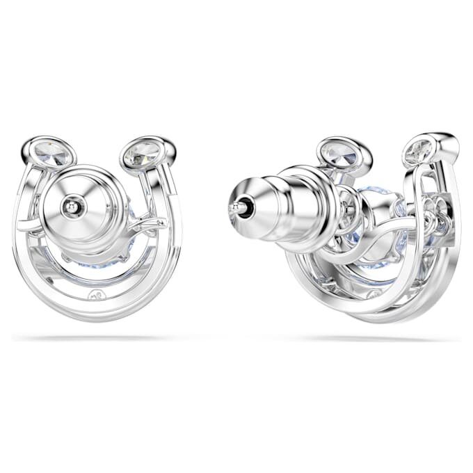 Symbolica Stud Earrings Round Cut, Pavé, Horse Shoe, Blue, Rhodium Plated Symbolica Stud Earrings Round Cut, Pavé, Horse Shoe, Blue, Rhodium Plated