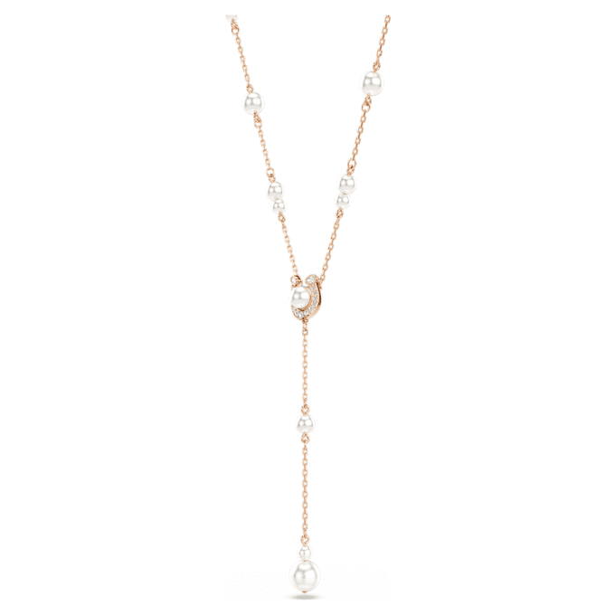 Symbolica Y Necklace Crystal Pearl, Pavé, Horse Shoe, White, Rose Gold-Tone Plated Symbolica Y Necklace Crystal Pearl, Pavé, Horse Shoe, White, Rose Gold-Tone Plated