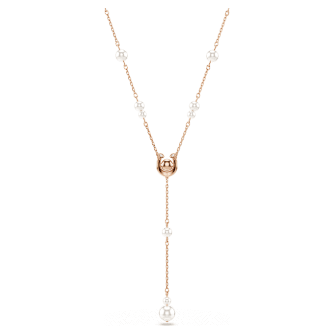Symbolica Y Necklace Crystal Pearl, Pavé, Horse Shoe, White, Rose Gold-Tone Plated Symbolica Y Necklace Crystal Pearl, Pavé, Horse Shoe, White, Rose Gold-Tone Plated