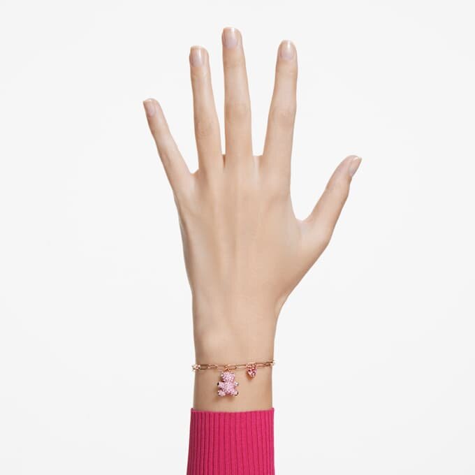 Teddy Bracelet Bear, Pink, Rose Gold-Tone Plated Teddy Bracelet Bear, Pink, Rose Gold-Tone Plated