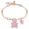 Teddy Bracelet Bear, Pink, Rose Gold-Tone Plated Teddy Bracelet Bear, Pink, Rose Gold-Tone Plated
