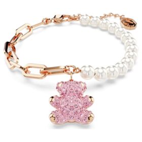 Teddy Bracelet Crystal Pearl, Bear, Pink, Rose Gold-Tone Plated Teddy Bracelet Crystal Pearl, Bear, Pink, Rose Gold-Tone Plated