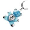 Teddy Key Ring Bear, Blue, Rhodium Plated Teddy Key Ring Bear, Blue, Rhodium Plated