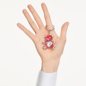 Teddy Key Ring Bear, Pink, Rhodium Plated Teddy Key Ring Bear, Pink, Rhodium Plated