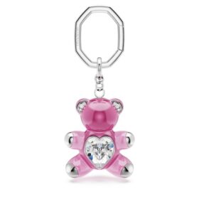 Teddy Key Ring Bear, Pink, Rhodium Plated Teddy Key Ring Bear, Pink, Rhodium Plated